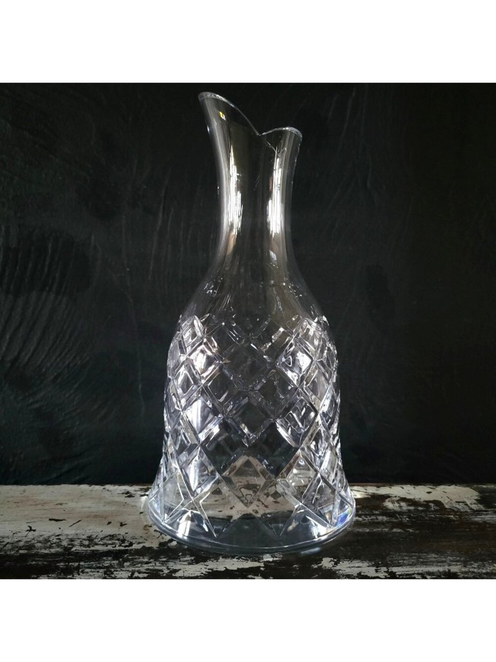 Wedgwood Crystal Carafe With Diamond Pattern & Scalloped Spout Vintage Barware